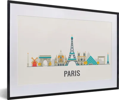 Produktbild von MuchoWow® MuchoWow® Gerahmtes Poster Frankreich - Paris - Skyline 60x40 cm - Poster mit zchwarzem Bilderrahmen - Schlafzimmer - Plakat in Rahmen - Drucken