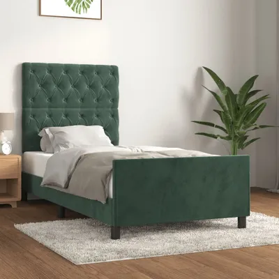 Produktbild von Cloris Designermöbel Bettgestell mit Kopfteil Dunkelgrün 80x200 cm Samt 2024 Neu