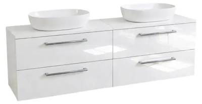 Produktbild von Waschtisch mit Unterschrank ONE mit 4 Schubladen Weiß Hochglanz 120x50x46 hängend Badezimmer Badezimmermöbel