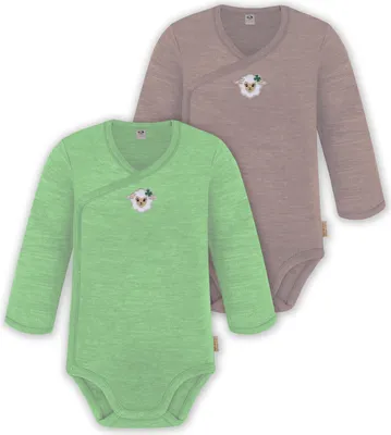 Produktbild von normani 2er Set Unisex Baby Wickelbody Langarm-Strampler