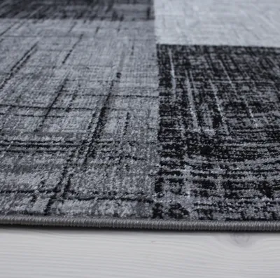 Produktbild von Kurzflor Teppich Pago Läufer, Farbe: Schwarz, Größe:80x300 cm