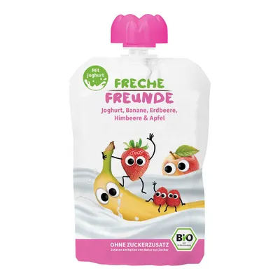 Produktbild von Erdbär Freche Freunde Fruchtmus Erdbeere & Himbeere im Joghurt (100 g)