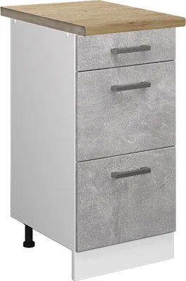 Immagine prodotto di Mobiletto base per cucina Vicco R-Line Calcestruzzo 40 cm con cassetti, PL Rovere, Model 46023
