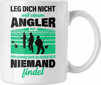Produktbild von Trendation - Angler Tasse Geschenk für Männer Spruch Lustig für Fischer Geschenkidee Angeln Becher (Weiß)