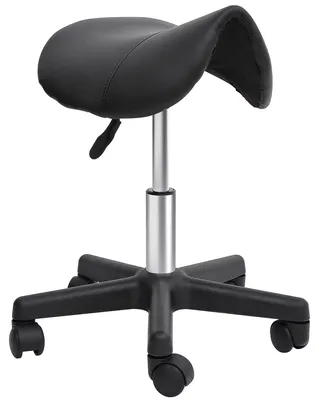 Productafbeelding van Rolkruk, zadelvormige zitting, in hoogte verstelbaar, 360° draaibaar, kunstleer, zwart, 35 x 38 x 45-55 cm