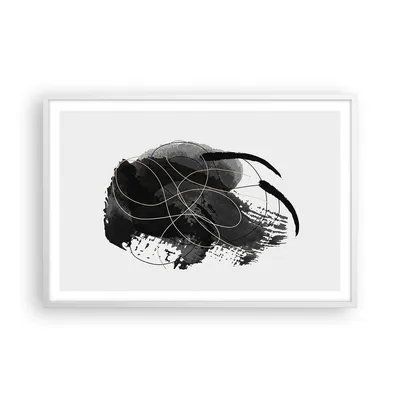 Produktbild von Gerahmtes Poster - Weißer Rahmen - Abstraktion Schwarz Flecken - 91,5x61 cm - Wand Bild - Wanddeko - Wandbilder - Kunstposter - Wandposter - Bilderrahmen - Bilder - Kunstdruck - P2WAA91x61-4368
