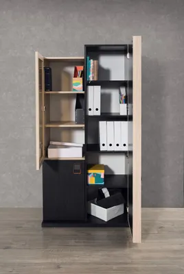 Produktbild von Bücherregal Lotus in Schwarz mit Türen