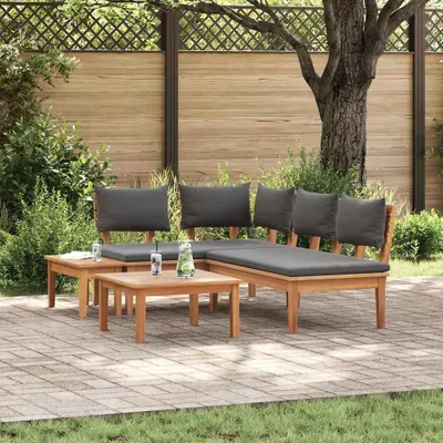 Produktbild von Möbel Gartenbänke Set 4 pcs Braun und Dunkelgrau und Braun - Gartenmöbelgarnituren 3356865
