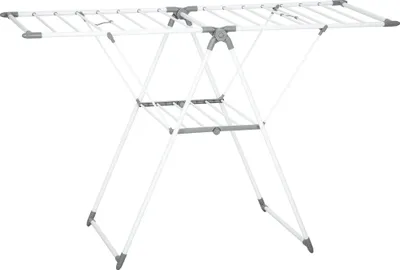 Image de Étendoir à linge pliable, 2 niveaux, ailettes réglables, métal