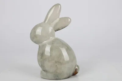 Produktbild von 16x Porzellan Dekohase ca. 7x4,5x12,5 cm mit Reactive-Glasur – edle Oster- & Frühlingsdeko, hochwertig & dekorativ