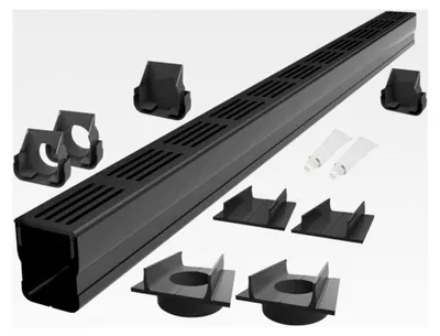 Produktbild von Entwässerungsrinne Set 9,00 m | Aluminium Schwarz | Typ 65x60