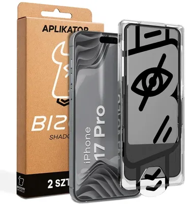 Produktbild von Gehärtetes Glas mit Privatschutzfilter und Applikationsrahmen für iPhone 17 Pro, Bizon Glass Aplikator Shadow, 2 Sets