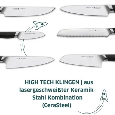 Kochmesser 21 cm, Cerasteel-Klinge, Glasfasergriff, universell