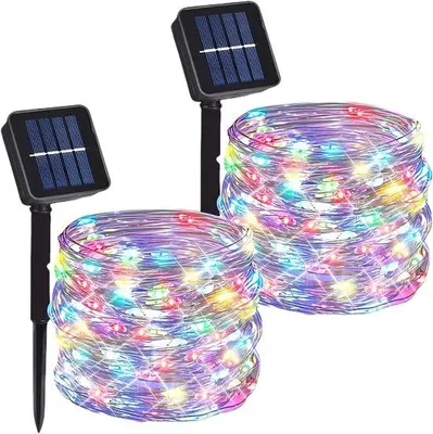 Obrázok produktu pre Solárne svetelné reťaze, balenie po 2 ks, 10 m/32,8 ft, 100 LED, solárne vonkajšie osvetlenie