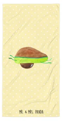 Produktbild von Mr. & Mrs. Panda Badelaken Avocado Yoga - Gelb Pastell - Geschenk, Hilfe, Duschtuch, Reisehandtuch, Sport, Großes Handtuch, Strandtuch, Humor, Badehandtuch, Unsportlich