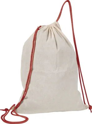 Produktbild von Baumwolle Gymbag / Sportbeutel / Turnbeutel / weiß mit roten Kordelzügen
