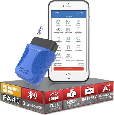 Obrázek produktu pro Bezdrátový skener OBD2 pro iOS a Android | Diagnostický skenovací nástroj pro diagnostiku chybových kódů vozidel
