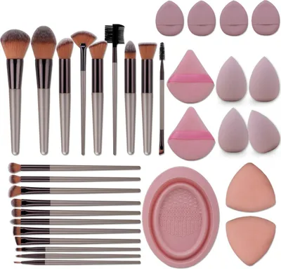 Obrázek produktu pro INF 20dílná sada štětců na make-up s čisticí miskou, 8 pudřenek a 4 houbičky