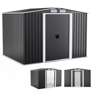 Produktbild von ONBEST Gerätehaus Premium | Metall | mit Fundament | Schiebetür | inklusive 2 Haken | 5,3 m² | Wetterfest