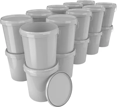 Produktbild von Eimer mit Deckel 16 L | Vorratseimer | Lebensmittelecht Grau | PP | 20 Stück