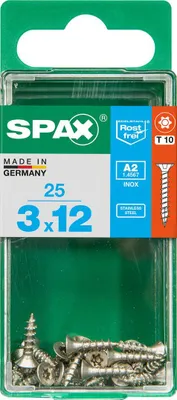 Produktbild von Spax Universalschrauben 3.0 x 12 mm TX 10 - 25 Stück Edelstahl