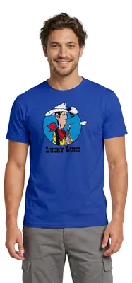 Produktbild von Spreadshirt Lucky Luke mit Pistole Männer T-Shirt, 3XL, Dunkelblau