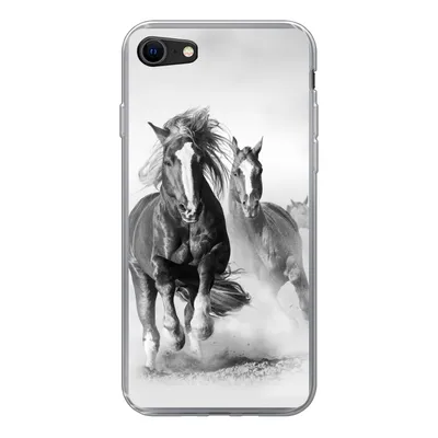 Produktbild von MuchoWow® Handyhülle Schutzhülle Hülle für iPhone 7 Pferde - Tiere - Illustration Silikon Softcase Handy Hülle - Kartenhalter