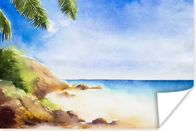 Produktbild von MuchoWow® Poster Meer - Strand - Berge 120x80 cm - Bilder