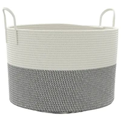 Image de Panier de rangement gris et blanc Ø51x33 cm coton