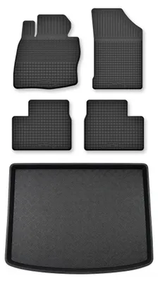 Image de Tapis en caoutchouc + bac de coffre pour Kia Niro 2022- (plancher haut) – 5 pièces, noirs, semi-universel, adapté