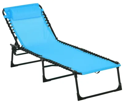 Produktbild von Sonnenliege, klappbar, atmungsaktiver Bezug, Metallrahmen, 189 x 58 x 30 cm, Blau