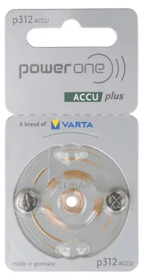 Immagine prodotto di PowerOne P312 PR41 ACCUplus – Batterie ricaricabili per apparecchi acustici (confezione da 2)