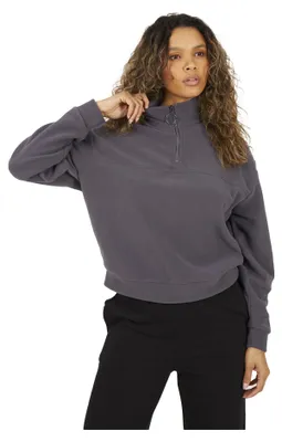 Produktbild von Brave Soul - Sweatshirt für Damen, mit halbem Reißverschluss, Dickes Fleece WH410 (XL) (Holzkohle)