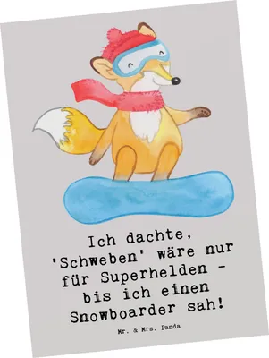 Produktbild von Mr. & Mrs. Panda Postkarte Snowboarden Zauber - Grau Pastell - Geschenk, Postkarten, Teamsport, Wintersport, Sportart, Schneesport, Ansichtskarte, Sportler, Berge, Pisten