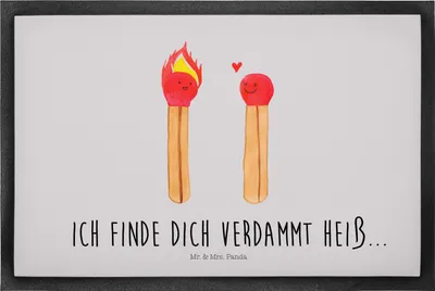 Produktbild von Mr. & Mrs. Panda Schmutzfangmatte Streichhölzer 60 x 90 cm - Grau Pastell - Geschenk, Freundin, Türvorleger, Schuhabstreifer, Liebesbeweis, Bodenvorleger, fußmatte