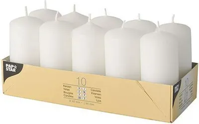 Produktbild von Papstar Stumpenkerzen Ø 40 mm 90 mm weiß, 4 x 10 Stück