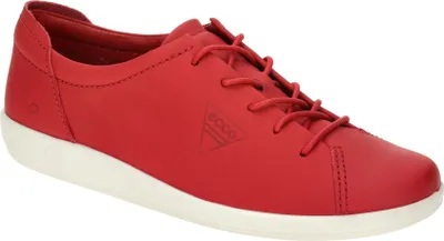 Zdjęcie produktu dla Ecco SOFT 2.0 buty damskie - wygodne sznurowane buty sportowe czerwone rekreacyjne NOWOŚĆ