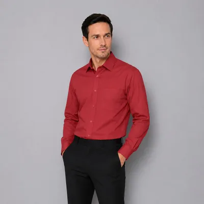 Produktbild von Herren Hemd langarm, rot, Größe 41/42 : 42 : rot : 60% Baumwolle 40% Polyester