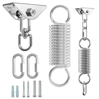 Produktbild von Deckenhaken 360° Schwenk Hängematte Deckenhalterung Befestigung für Hängesessel Hängematte Hängelampe Boxsack Trainer Yogatuch Hängesessel Premium Edelstahl Halterung 400kg Tragekraft