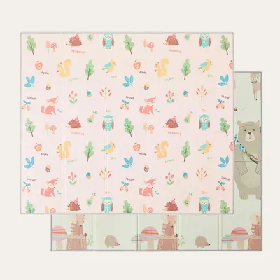 Productafbeelding van CASABEL Baby Speelmat 180×150 cm, Opvouwbaar, Waterdicht, Dik, Bosdierenontwerp, Groot Formaat en Gemakkelijk Op te bergen