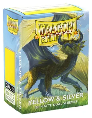 Produktbild von Dragon Shield Standard Size Dual Matte Sleeves - Yellow & Silver (100 Sleeves)