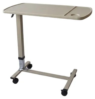 Image de Table de service réglable en acier avec roulettes et plateau en ABS