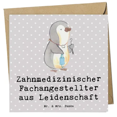 Produktbild von Mr. & Mrs. Panda Grußkarte Zahnmedizinischer Fachangestellter Leidenschaft - Grau Pastell - Geschenk, Klappkarte, anlasskarte, Glückwunschkarte, faltkarte, doppelkarte