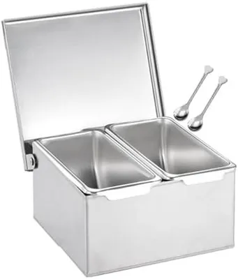 Imagen del producto de Juego de estanterías para especias de acero inoxidable – Estanterías para especias, ideales para la cocina, la despensa y los buffets, así como recipientes para alimentos, especias e ingredientes (31 x 15 x 8,8 cm)