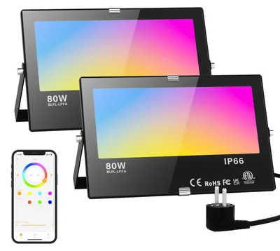 LED-Flutlicht RGB 80 W App-Steuerung Bluetooth IP66 2er-Pack