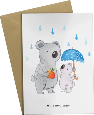Produktbild von Mr. & Mrs. Panda Glückwunschkarte Tagesvater Herz - Weiß - Geschenk, Grußkarten, babykarte, weihnachtskarten, einladungskarten, Grußkarte, osterkarte