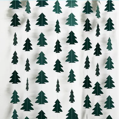 Papier-Kerzenbaumgirlande, 4 m, dunkelgrün, 3er-Set