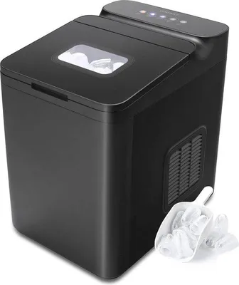 Obrázek produktu pro Kompaktní stroj na výrobu ledových kostek pro domácnosti i podniky – 12–15 kg ledu denně | 1,5l nádrž na vodu | Rychlá výroba ledu za 6 minut