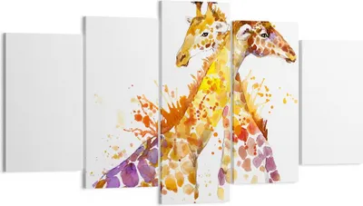 Produktbild von Bild auf Leinwand - Leinwandbild - Giraffen Tiere Kinder Safari - 160x85cm - Wand Bild - Wanddeko - Leinwanddruck - Bilder - Kunstdruck - Wanddekoration - Leinwand bilder - Wandkunst - EA160x85-2883