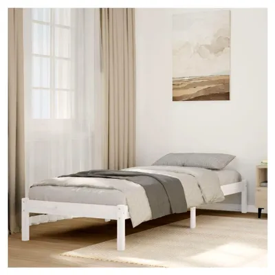 Produktbild von Bettgestell extra lang ohne Matratze weiß 90x220 cm aus Massivholz Kiefer